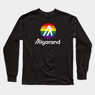 Algorand ALGO Crypto Coin Rainbow Circle Vintage Long Sleeve T-Shirt